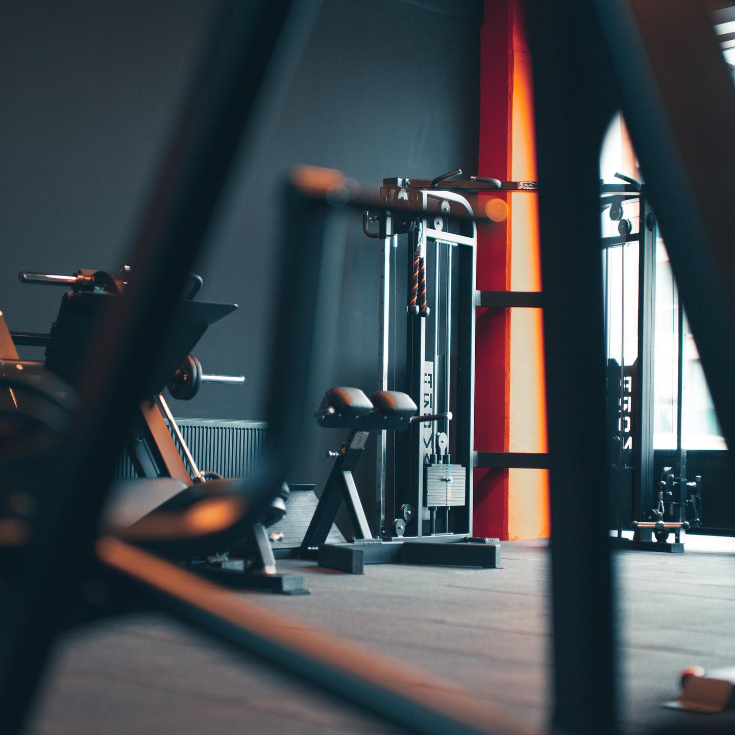 Group fitness class in progress with instructor